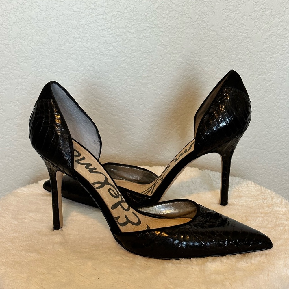 Sam Edelman Delilah Black Snakeskin Stiletto- 8.5